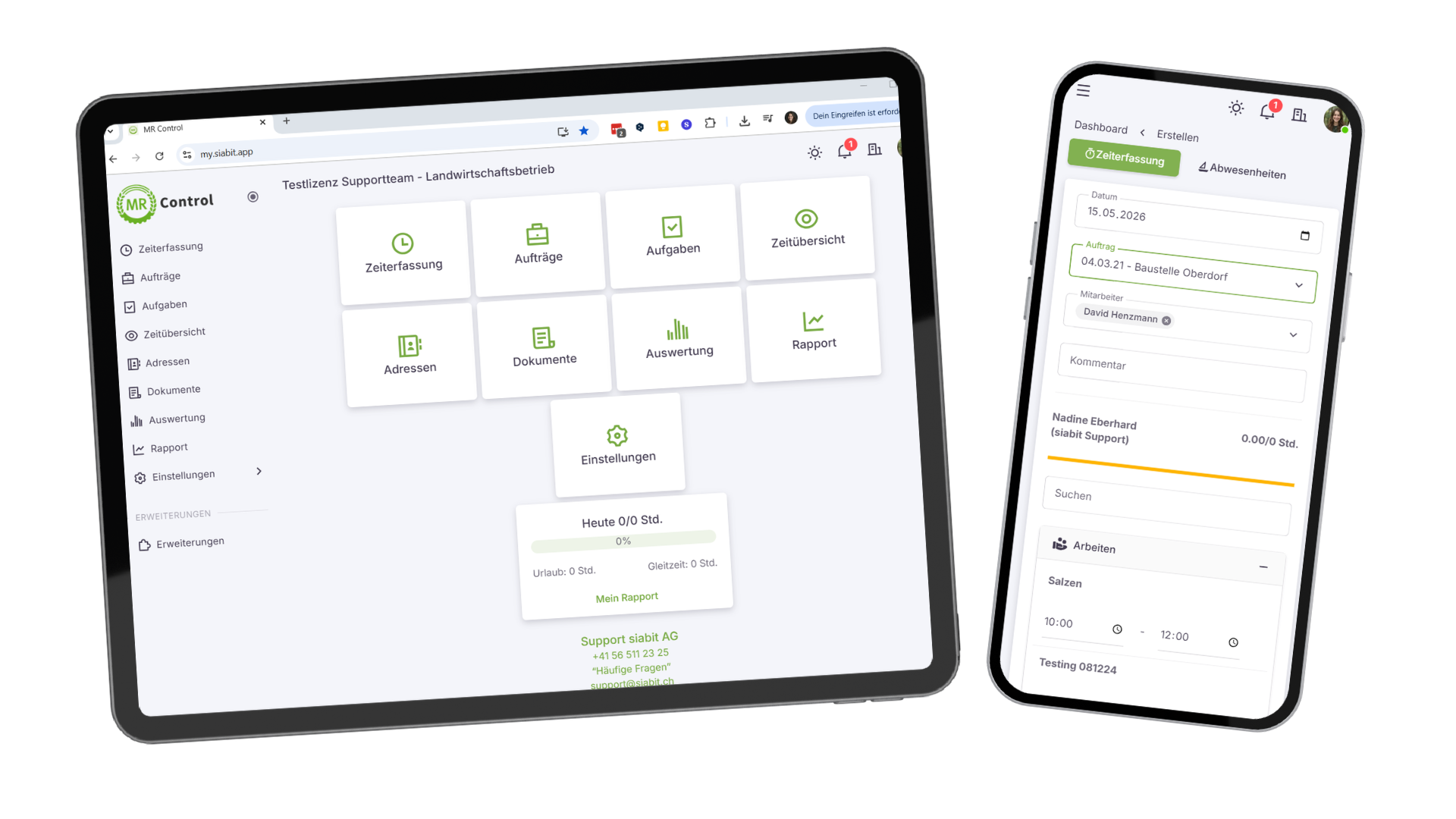 MR Control Zeiterfassung auf Desktop, Tablet und Smartphone
